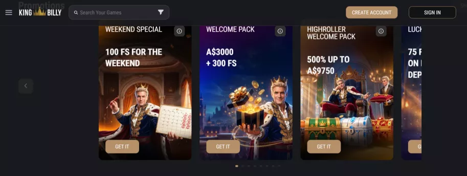 Kingbilly Casino Willkommensbonus 3000 Euro und 300 Freispiele